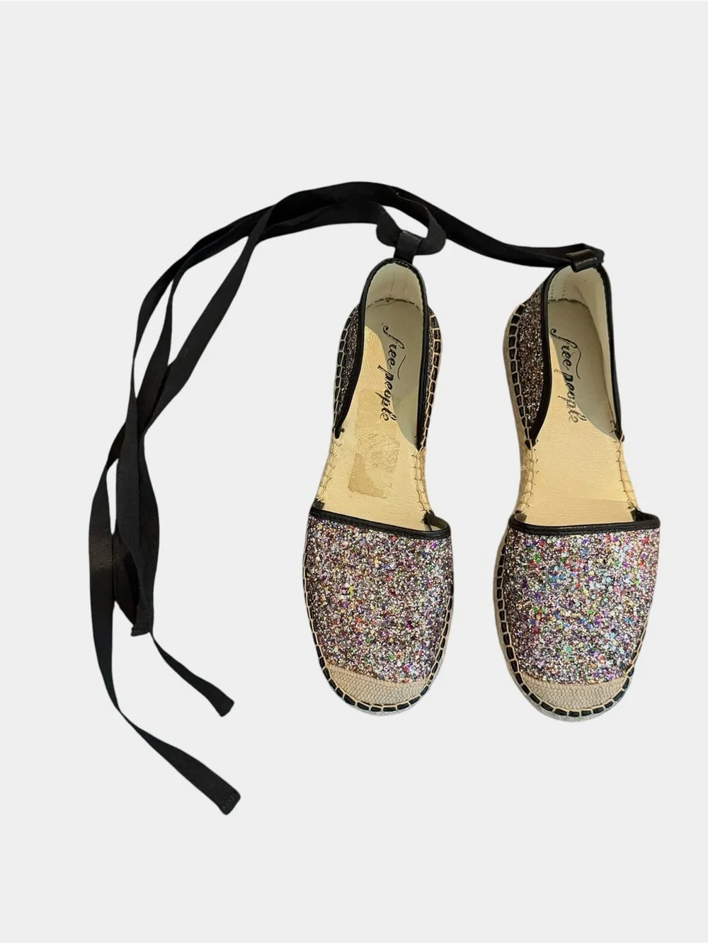 Revolve Free People Paradise Multicolor Glitter Espadrille Ankle-Tie Flats
